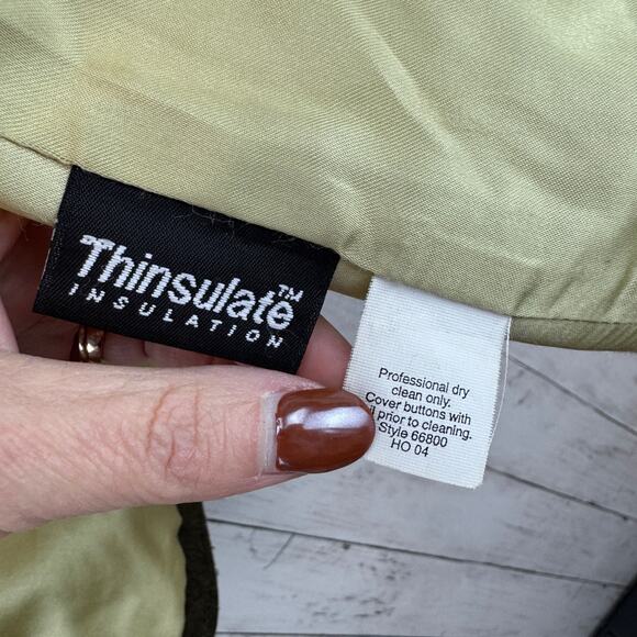 VTG J. Crew Army Green Wool Toggle Closure Duffle Coat with Fur Hood Size Large - Picture 8 of 13